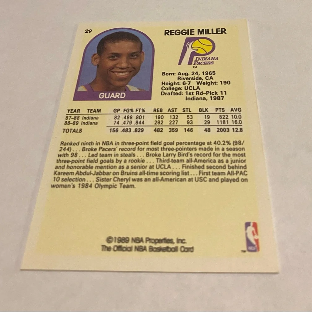 NBA Hoops Basketball Card reggie miller